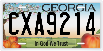 GA license plate CXA9214