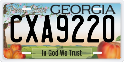 GA license plate CXA9220