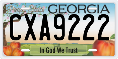 GA license plate CXA9222