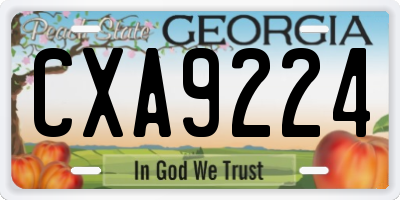 GA license plate CXA9224