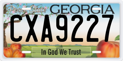 GA license plate CXA9227