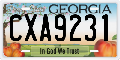 GA license plate CXA9231