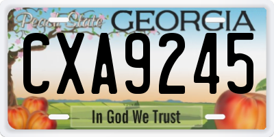 GA license plate CXA9245