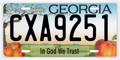 GA license plate CXA9251