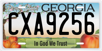 GA license plate CXA9256