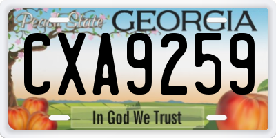 GA license plate CXA9259