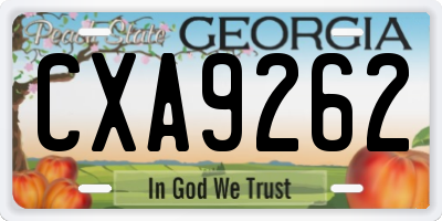 GA license plate CXA9262