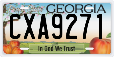 GA license plate CXA9271