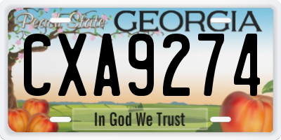 GA license plate CXA9274
