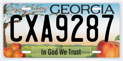 GA license plate CXA9287