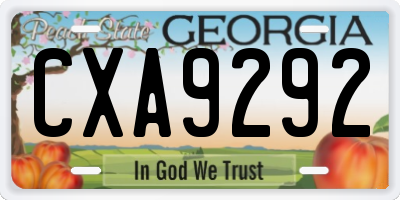 GA license plate CXA9292