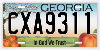 GA license plate CXA9311