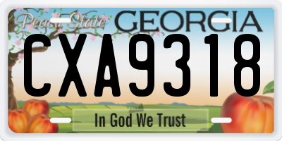 GA license plate CXA9318