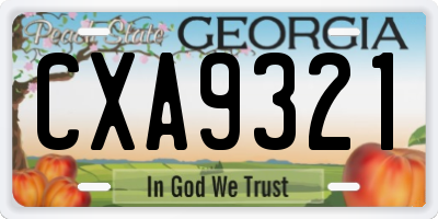 GA license plate CXA9321