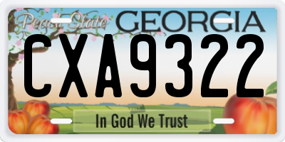GA license plate CXA9322