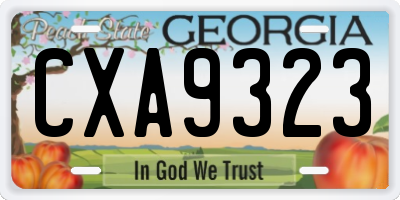 GA license plate CXA9323