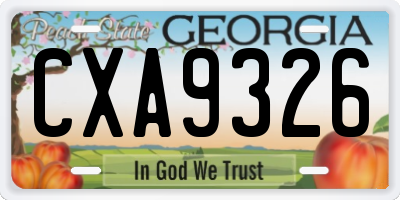GA license plate CXA9326