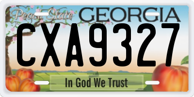 GA license plate CXA9327