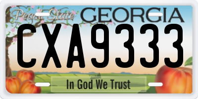 GA license plate CXA9333