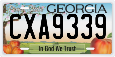 GA license plate CXA9339