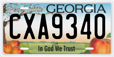 GA license plate CXA9340