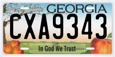 GA license plate CXA9343