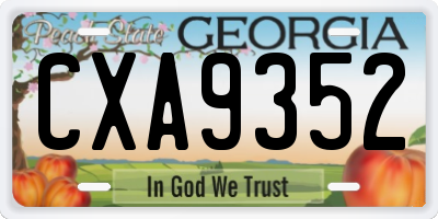 GA license plate CXA9352