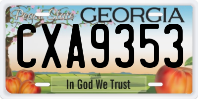GA license plate CXA9353