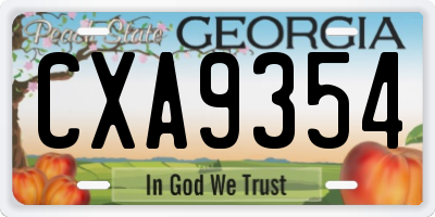 GA license plate CXA9354