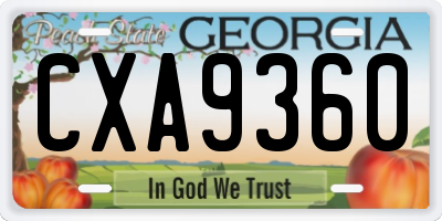 GA license plate CXA9360