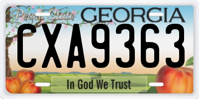 GA license plate CXA9363