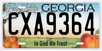 GA license plate CXA9364