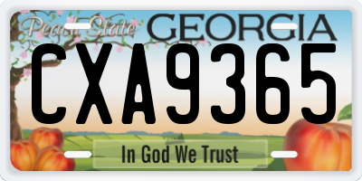 GA license plate CXA9365