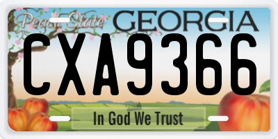 GA license plate CXA9366