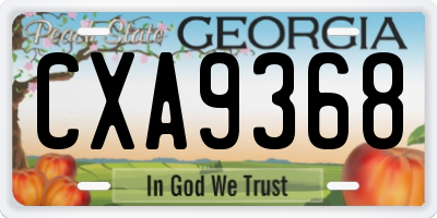 GA license plate CXA9368