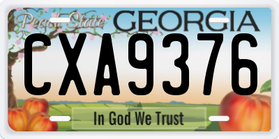 GA license plate CXA9376
