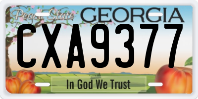 GA license plate CXA9377