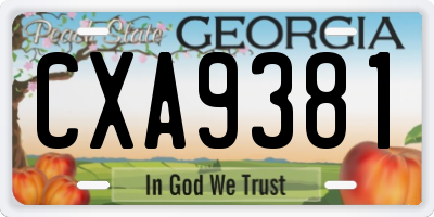 GA license plate CXA9381