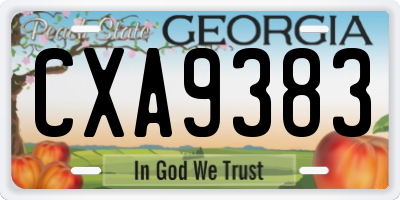 GA license plate CXA9383