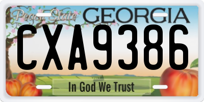 GA license plate CXA9386