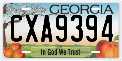 GA license plate CXA9394