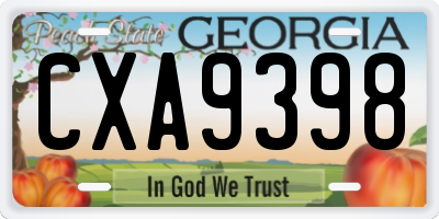 GA license plate CXA9398