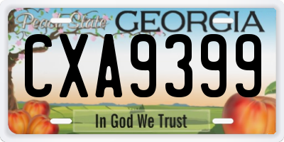 GA license plate CXA9399