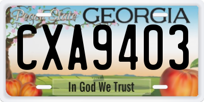 GA license plate CXA9403