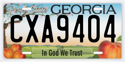 GA license plate CXA9404