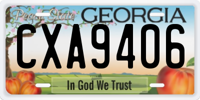 GA license plate CXA9406
