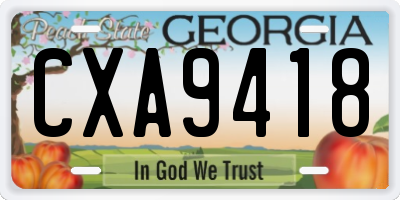 GA license plate CXA9418