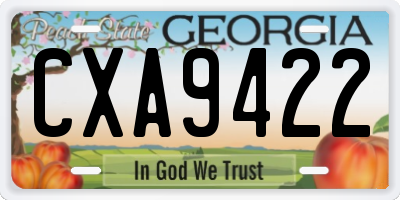 GA license plate CXA9422