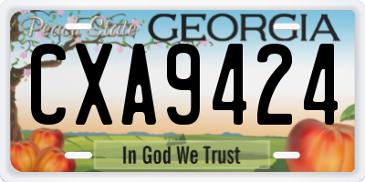GA license plate CXA9424