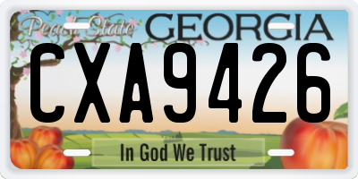 GA license plate CXA9426